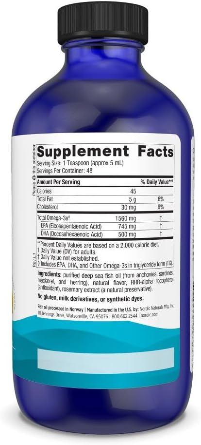Nordic Naturals Omega-3, Lemon Flavor 8 oz 1560 mg Omega-3 - 48 Servings