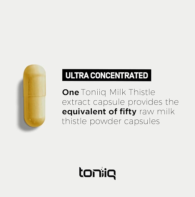 Toniiq 50,000mg 50x Concentrated Milk Thistle Extract 1000mg Per 80% Silymarin 240 Vegetarian