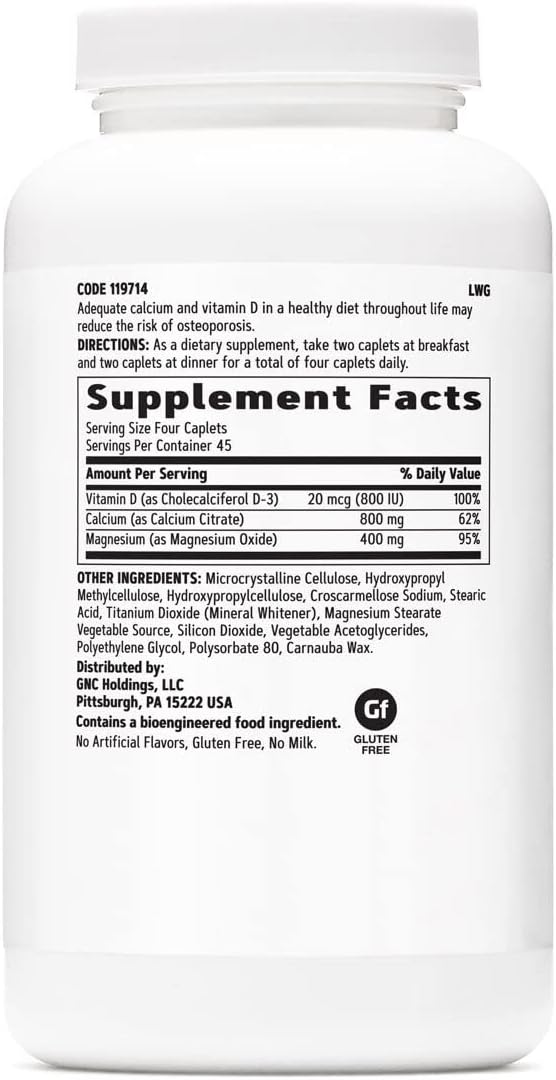 GNC Calcium Citrate Plus Magnesium & D-3 800mg 800mg | 180 Count