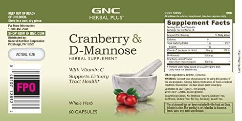 GNC Herbal Plus Cranberry D-Mannose, 60 capsules