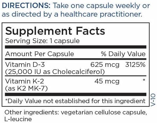 Metabolic Maintenance Vitamin D-3, 25,000 IU K2 to K2 MK-7 MK-7 (60 (60 Capsules)