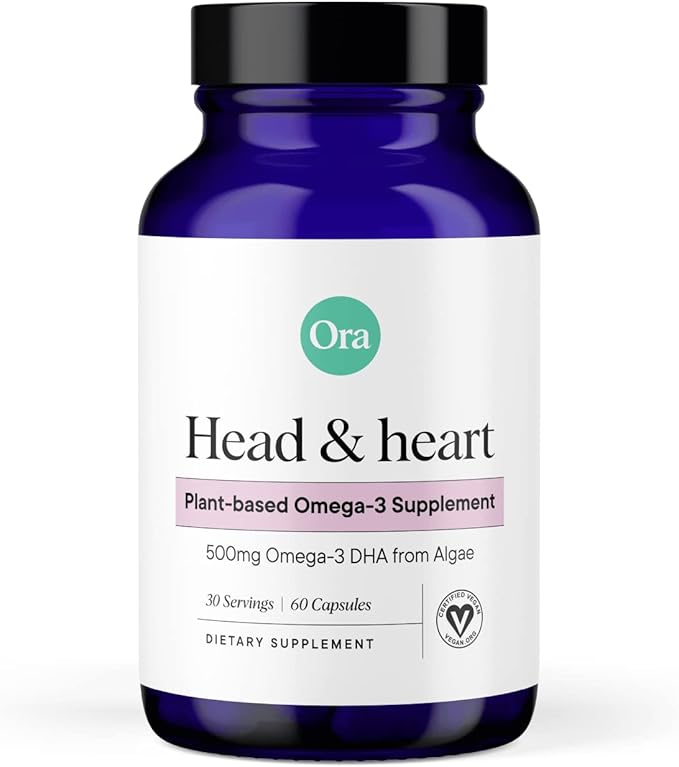 Ora Organic Vegan Omega 3 Supplement 500mg DHA 60 Capsules