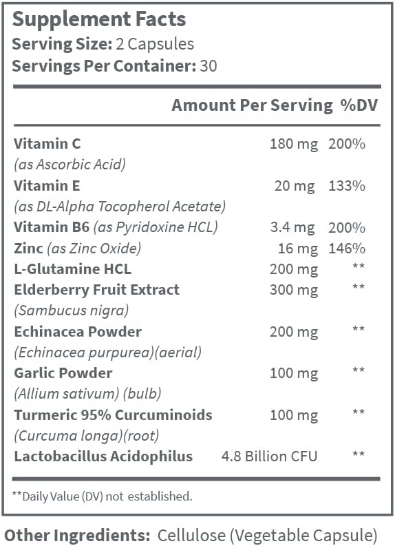 Immune Support Vitamin Complex with Elderberry, 60 Capsules
