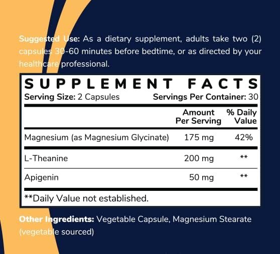 Magnesium Glycinate Sleep Stack with L-Theanine 175 mg 200 mg 50 mg