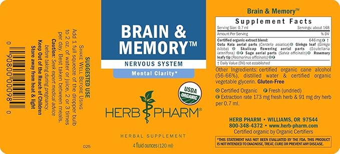 Herb Pharm Brain and Memory Liquid 4 Fl
