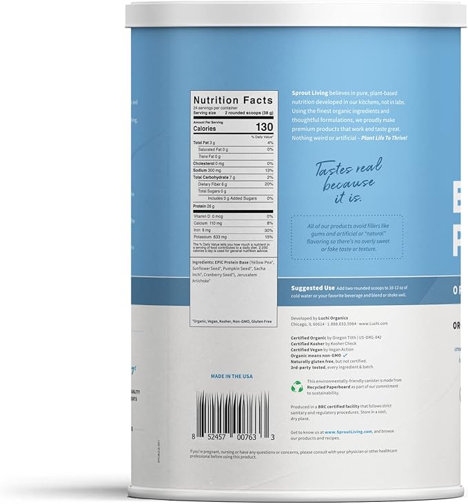 Sprout Living, Epic Protein, Plant Based (2 lb)