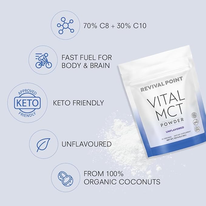Premium Unflavored MCT Oil Powder with Keto Electrolytes- Creamer for Coffee, Tea, and Shakes- Includes 15x Bioavailable Chromium Picolinate, C10 and C8 MCT Oil Derived from Coconuts – 120 Grams