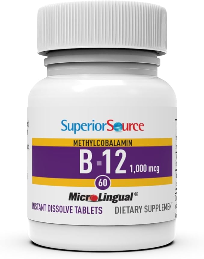 Superior Source No Shot Vitamin B12 1000 mcg, 60 Count, B12, Supports
