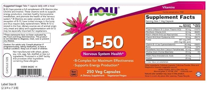 Now Foods, B-50, 250 Veg Capsules 2)