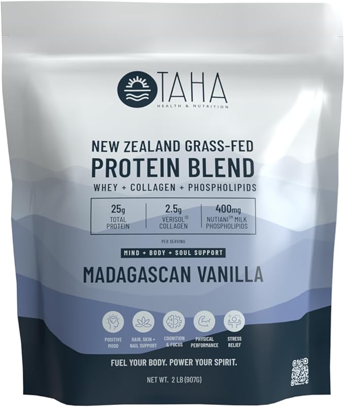 Taha Health & Nutrition Mind+Body+Soul Protein Blend 25g of 400mg Milk 2LB