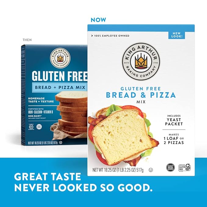 King Arthur, Gluten-Free Bread and Pizza Mix, Gluten-Free, Non-GMO Project Verified, Certified Kosher, 18.25 Ounces (Pack of 2)