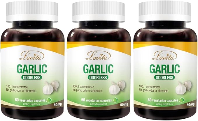 Lovita Odorless Garlic Extract 5000mg | 1.25% Allicin 60 Vegetarian 3)