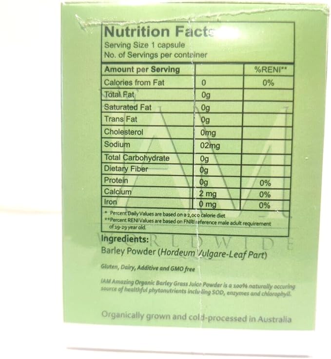IAM WORLDWIDE Amazing Organic Barley Capsule from Australia 100 Capsules x 500 mg