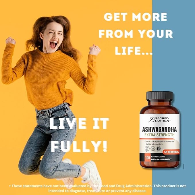 Ashwagandha Organic Extra Strength Supplement 300mg Extract 3000mg Herb), 100 Capsules