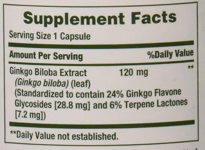 Nature's Bounty Ginkgo Biloba 120 mg 100 ea 3)