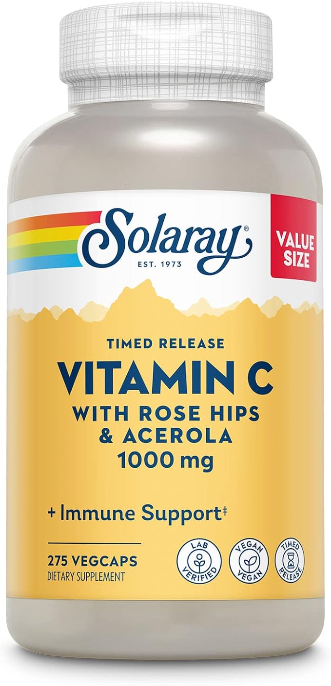 SOLARAY Vitamin C 1000mg Timed Release 60 Day 275 Servings, 275 VegCaps