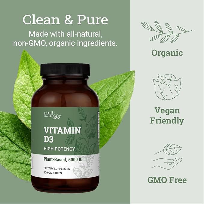 Vegan Vitamin D3 5000 iu Supplement D3 Vitamin 5000 iu 5000 iu 120 Capsules, 4-Month Supply D3