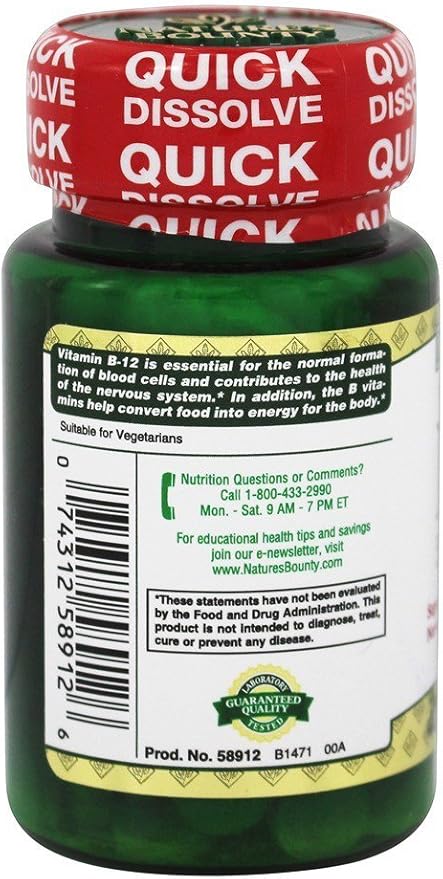 Nature's Bounty B-12 5000 mcg Supplement 40 Tablets, 2