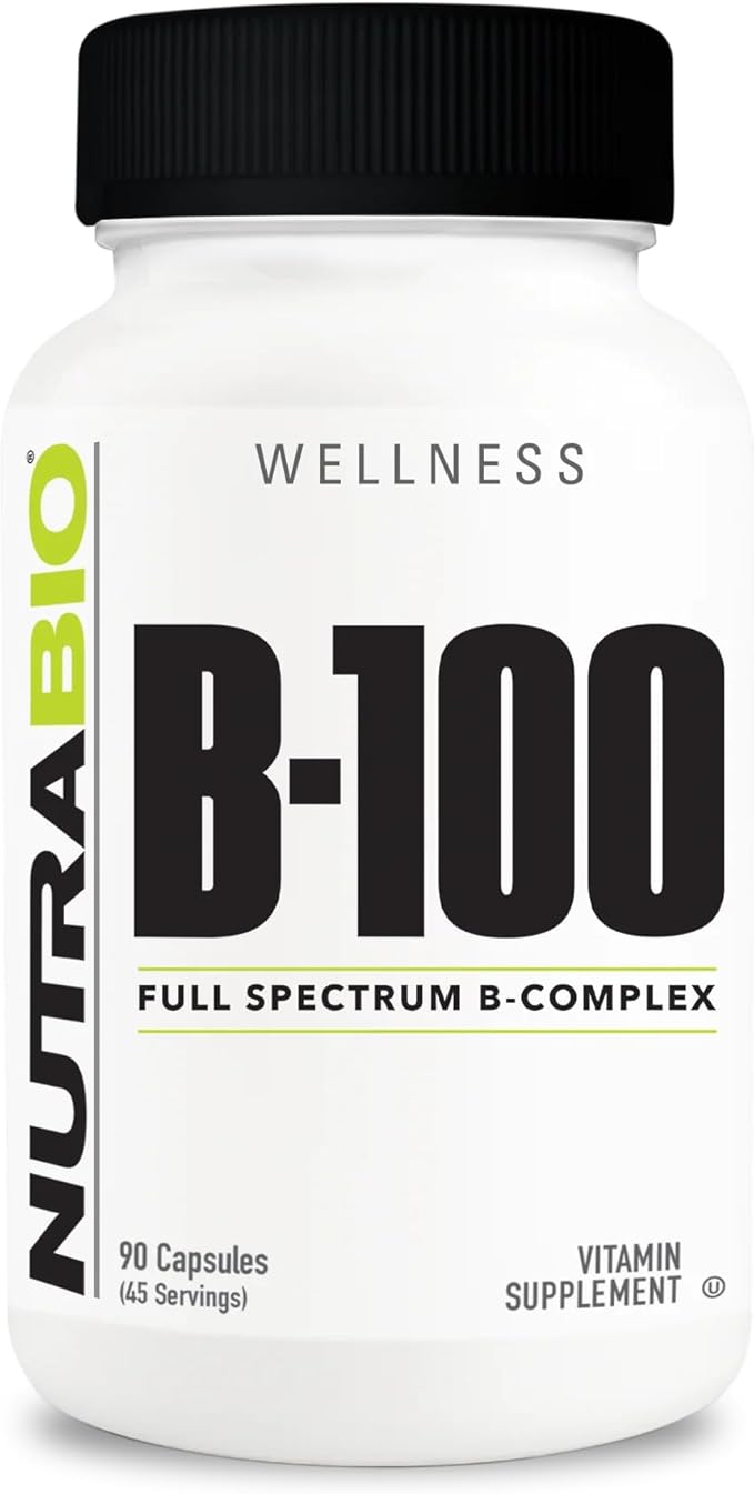 NutraBio B-100, B Vitamin Complex, Immune 90 Vegetable
