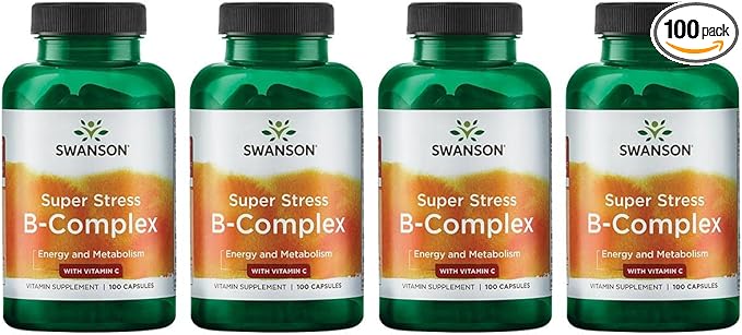 Swanson Vitamin B-Complex w/Vitamin C (100 Capsules) (4 Pack)
