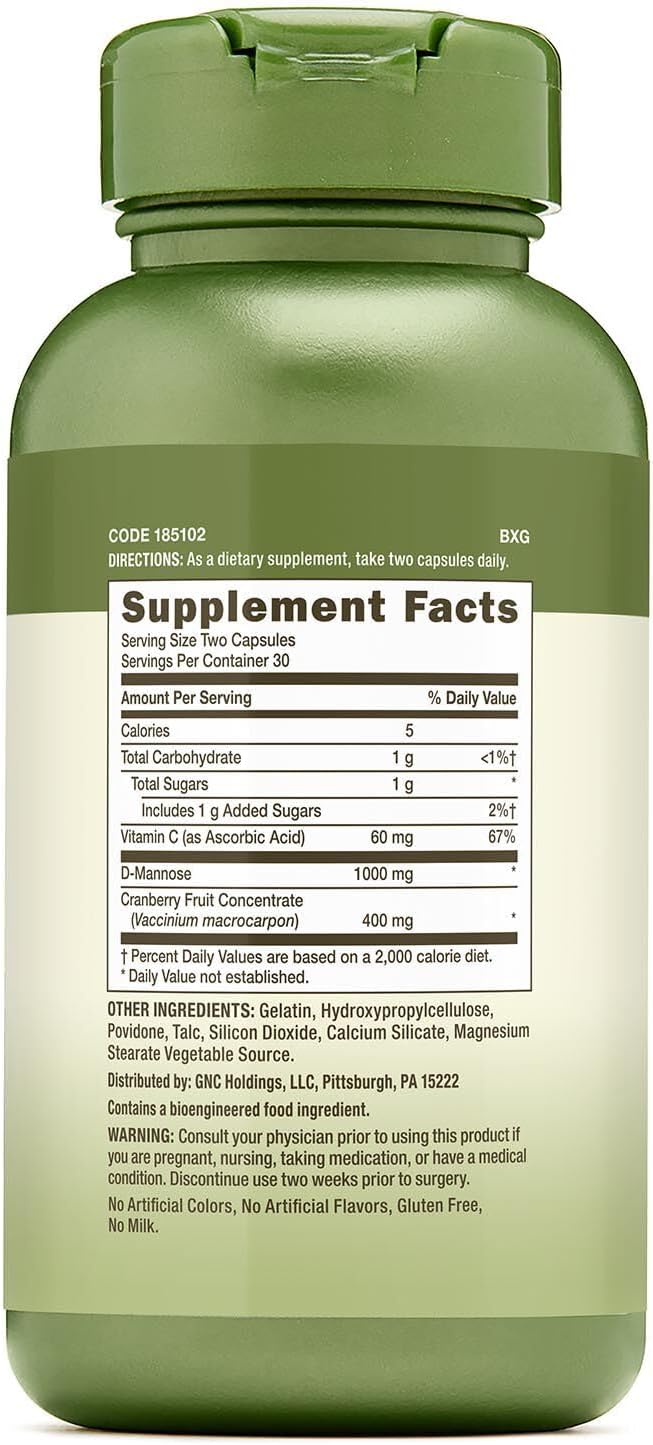 GNC Herbal Plus Cranberry D-Mannose, 60 capsules