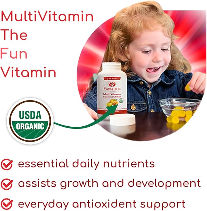 Organic Gummy MultiVitamins, Blend of 11 Essential Nutrients, for Kids and Adults, Vegan, 60 Count; Assorted Strawberry, Lemon, Orange Flavors