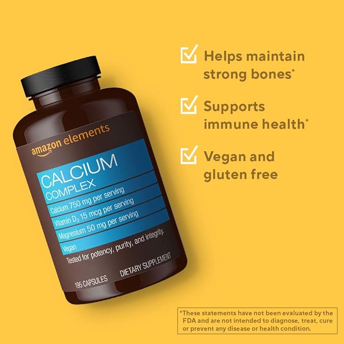 Amazon Elements Calcium Complex with Vitamin 250 mg (3 per 195 Capsules