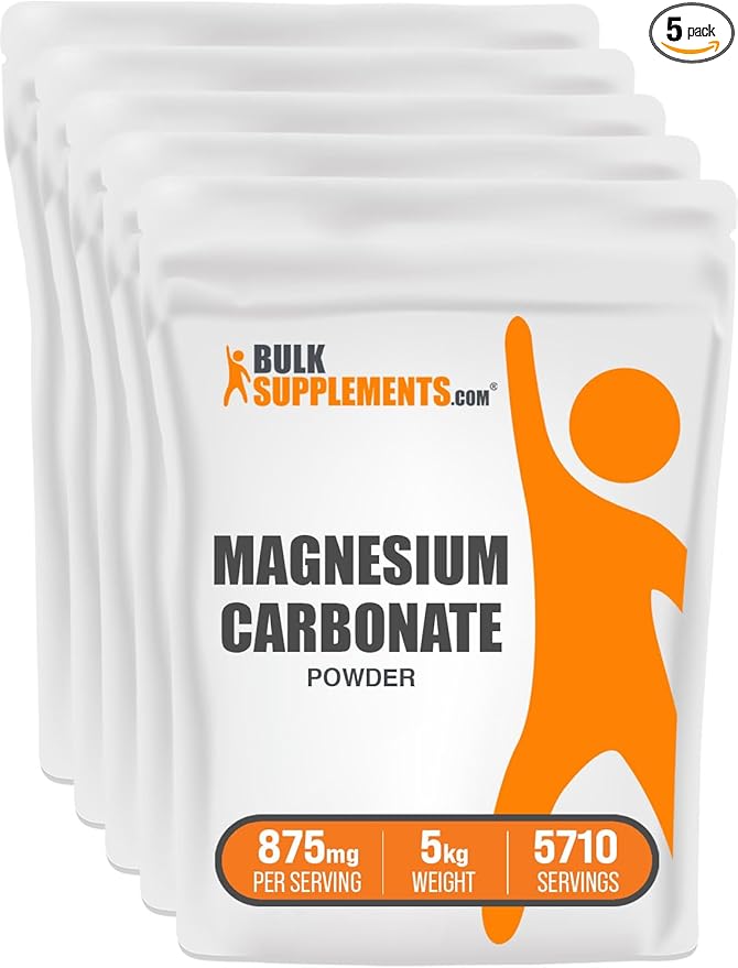 BulkSupplements.com Magnesium Carbonate Powder - Magnesium Carbonate Supplement, Magnesium Carbonate Food Grade - Gluten Free, 875mg per Serving, 5kg (11 lbs) (Pack of 5)
