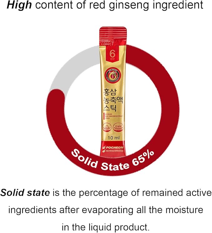 POCHEON KOREAN RED GINSENG Extract Stick, 30% Ginseng 30 Sticks (10ml x 30), Natural