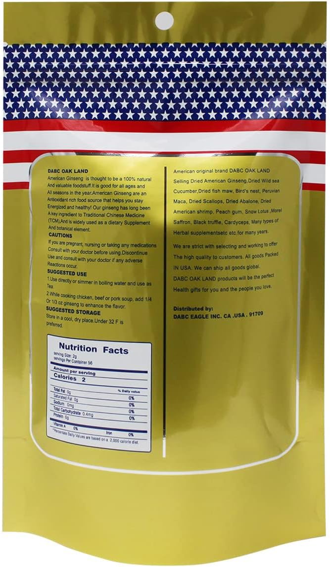 American Ginseng Slices from Wisconsin (Sliced 4 Packs 1 Pound)