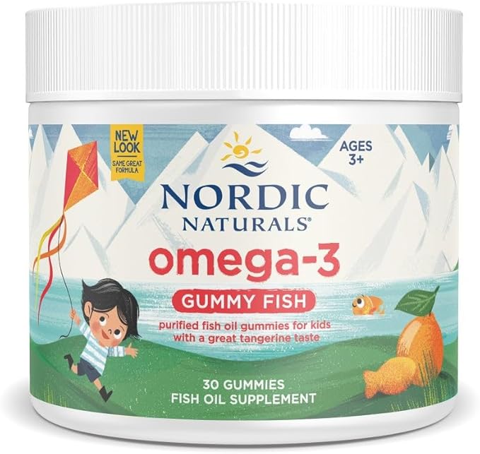 Nordic Naturals Nordic Omega-3 Gummy Fish, Tangerine 30 Gummy 124 mg Omega-3s with 30 Servings
