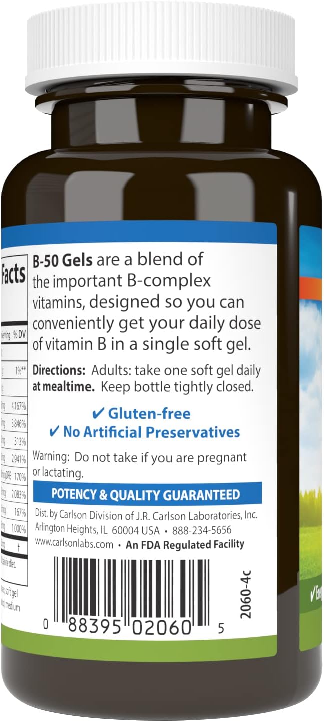 Carlson - B-50 Gels, Vitamin B 50 Softgels