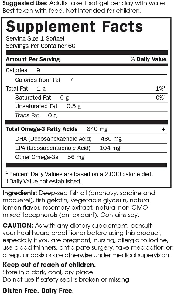 Garden of Life Prenatal DHA Omega 3 Fish 60 Softgels