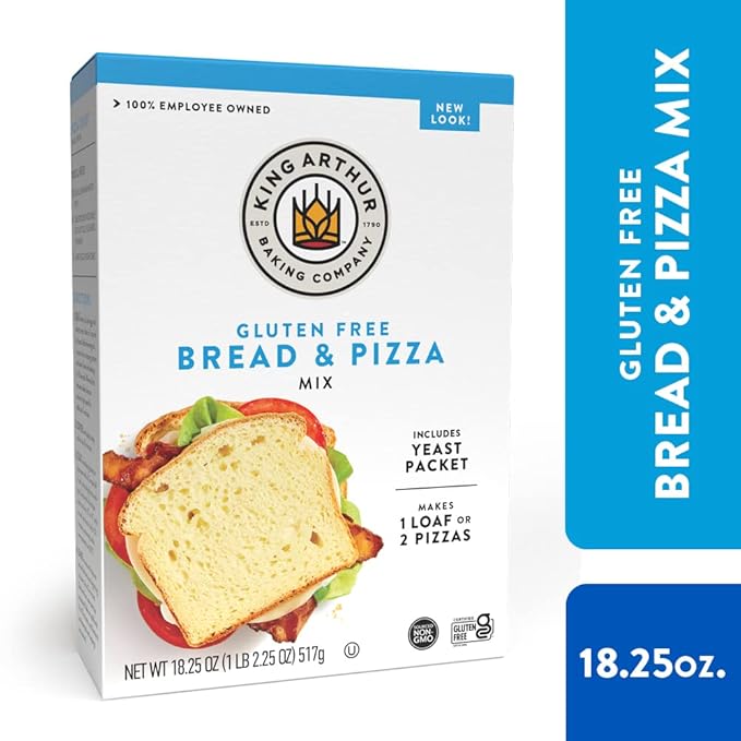 King Arthur, Gluten-Free Bread and Pizza Mix, Gluten-Free, Non-GMO Project Verified, Certified Kosher, 18.25 Ounces (Pack of 2)
