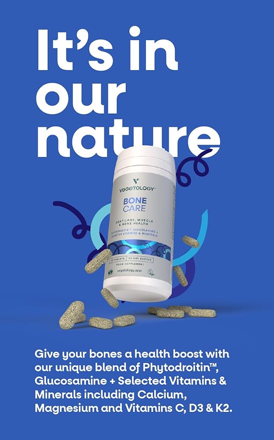 Bone Care Bone Health Supplements - Phytodroitin, Glucosamine, Vitamin D3 K2 & Calcium Supplement – Cartilage, Muscle & Joint Support Supplement – Vegan Bone Strength (60 Count)