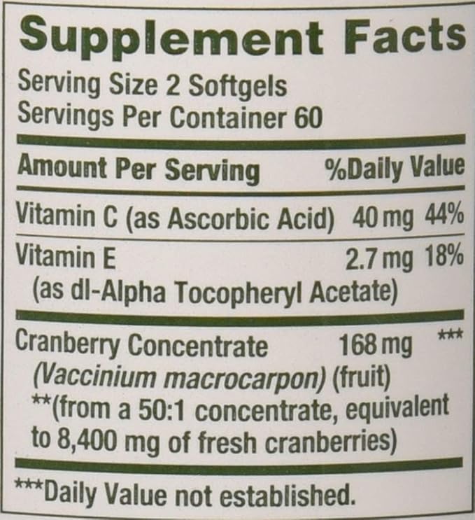 Nature's Bounty Cranberry Fruit 4200 mg, 120 Softgels 2)