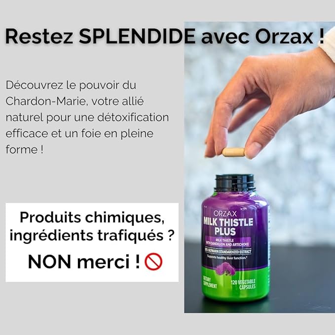 ORZAX Milk Thistle 250 mg 80% Silymarin 120 Vegetable
