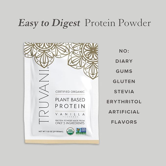 Truvani Vegan Pea Protein Powder 20g Organic 1 Serving