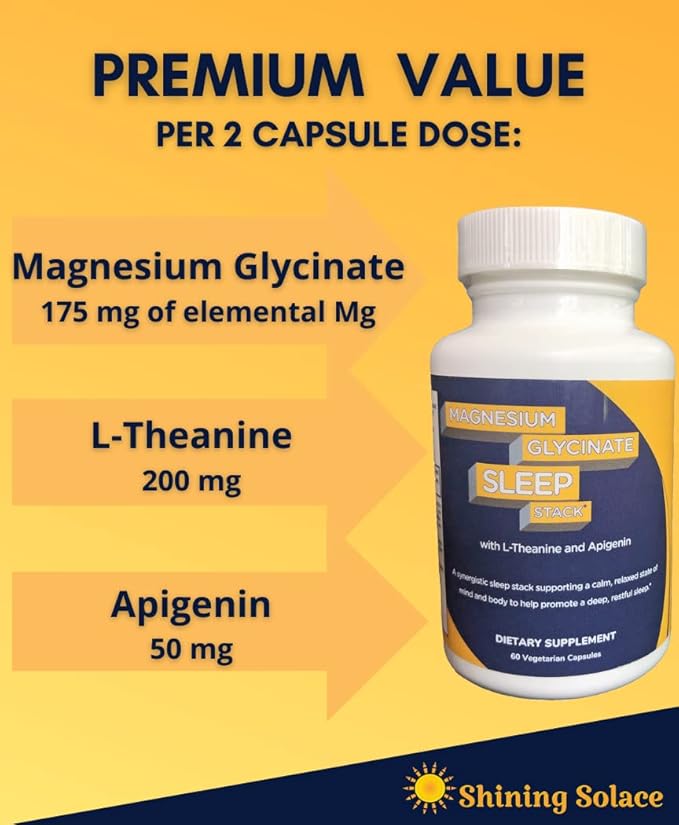 Magnesium Glycinate Sleep Stack with L-Theanine 175 mg 200 mg 50 mg