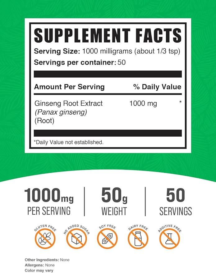 BulkSupplements.com Ginseng Root Extract Powder 1000mg per 50g (1.8 (1.8 oz) 1)