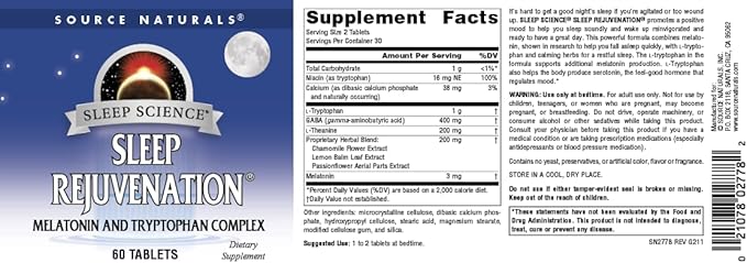 Source Naturals Sleep Science Sleep Rejuvenation, 60 Tablets