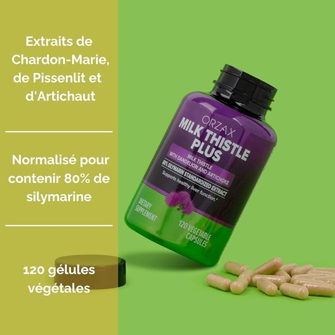 ORZAX Milk Thistle 250 mg 80% Silymarin 120 Vegetable
