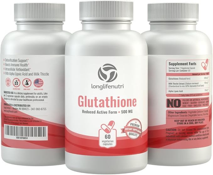 Reduced L Glutathione 500mg GSH 60 Veg