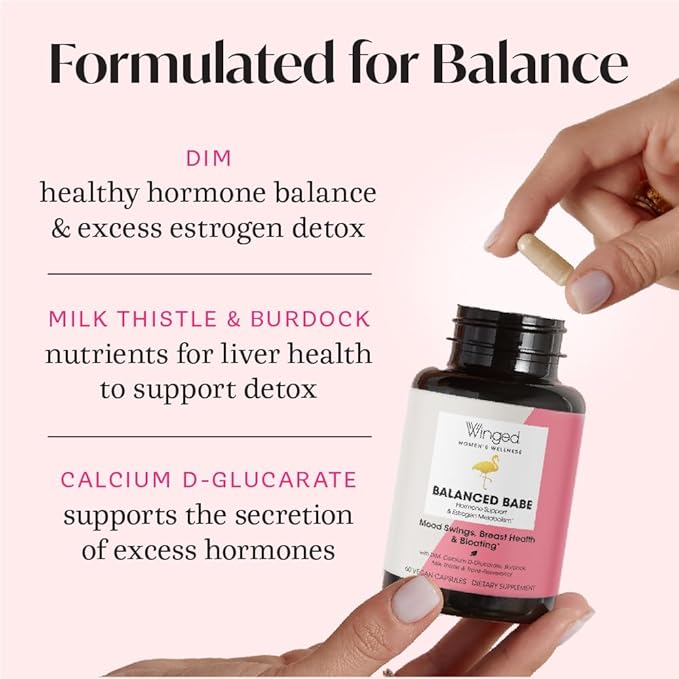 Winged Wellness Balanced Babe 100mg DIM, 100mg Calcium 6 Added 60ct