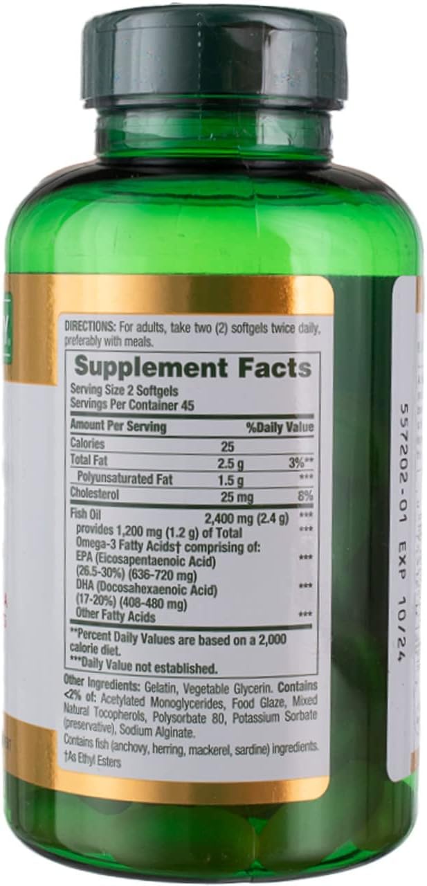 Nature's Bounty Fish Oil 2400 mg 90 Softgels 3)