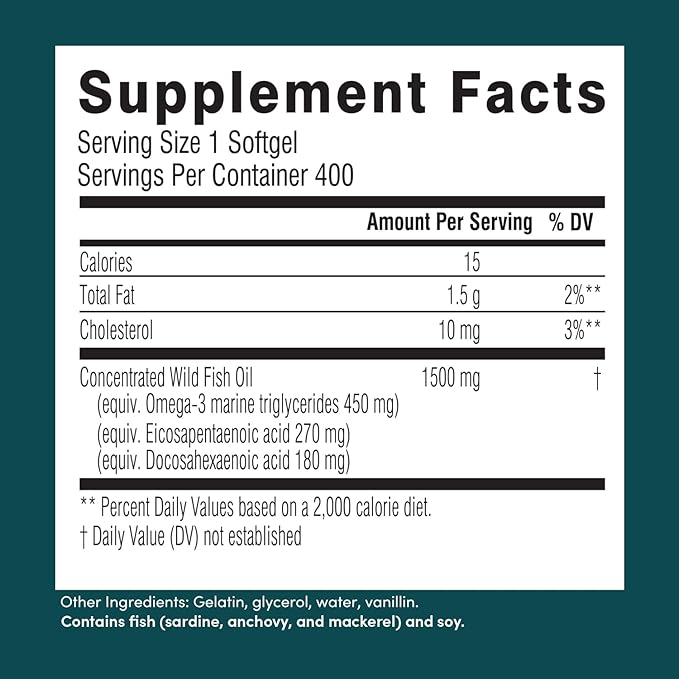 Swisse Wild Fish Oil Omega 3 1500 mg 3 Supplement 400 Softgel