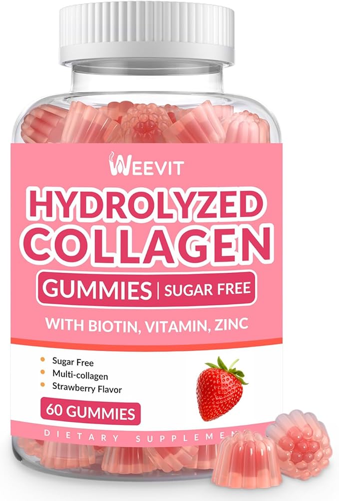 Sugar-Free Collagen Gummies for Women, Hydrolyzed B12, C,