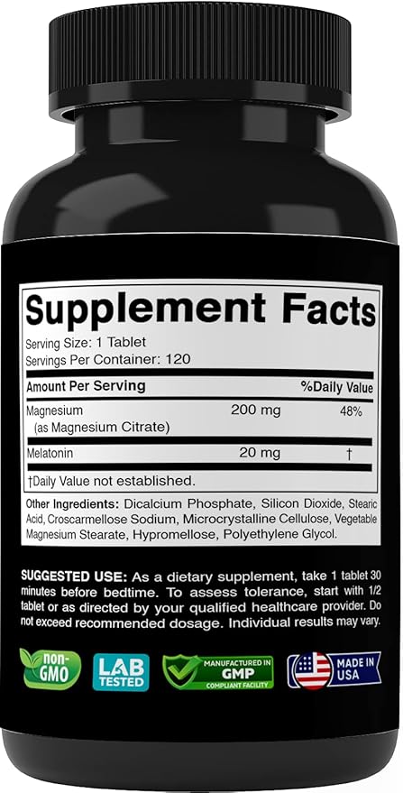 Melatonin 20mg with Magnesium 200mg (as 120 Tablets