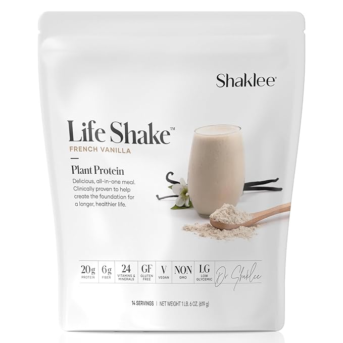 Shaklee Life Shake™ Plant Protein French Vanilla 20g Protein, 6g Fiber, 24 Vitamins 14 Servings