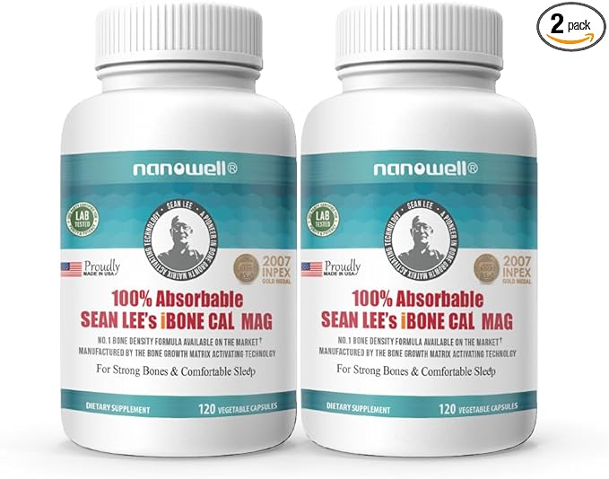 Sean Lee's iBone Cal Mag 120 Vegetable Capsules X 2 Bottles for 2 Months - Bone Health, Calcium Supplement (240 Count)